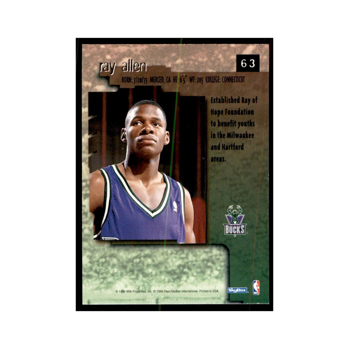 1996 SkyBox Premium Ray Allen Basketball Cards #63