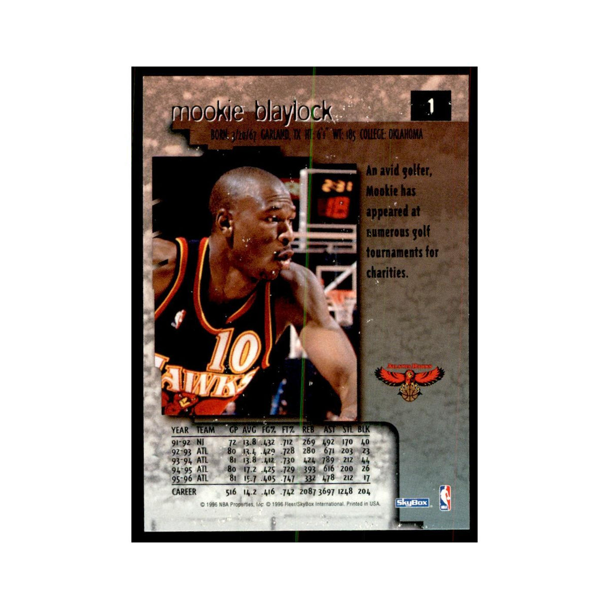 1996 SkyBox Premium Mookie Blaylock Basketball Cards #1