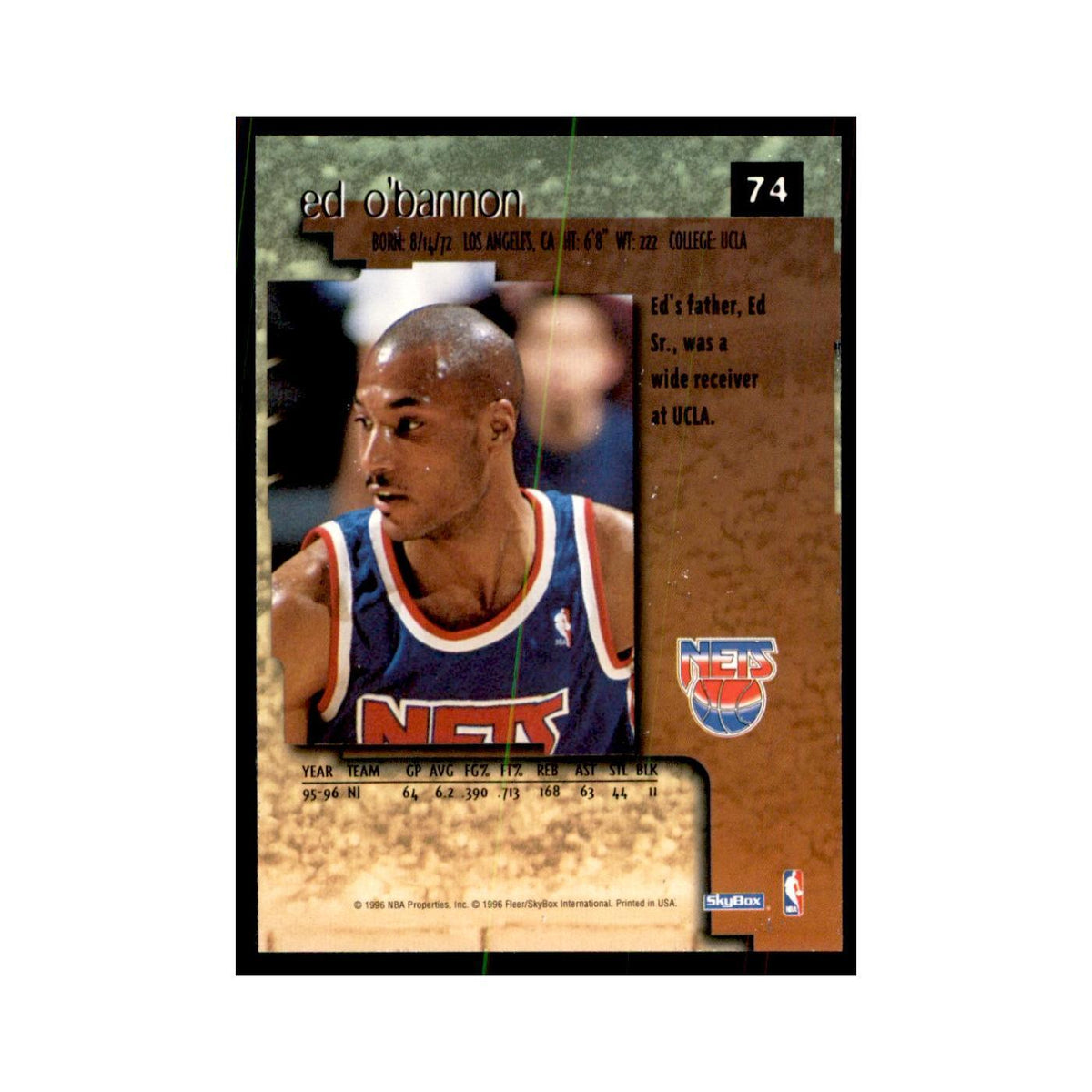 1996 SkyBox Premium Ed O'Bannon Basketball Cards #74