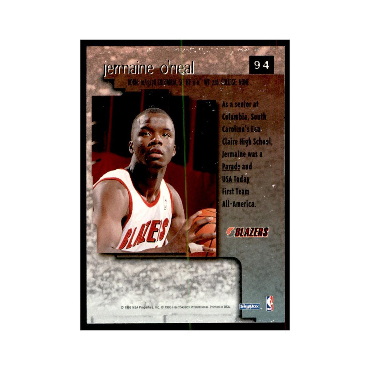 1996 SkyBox Premium Jermaine O'Neal Basketball Cards #94