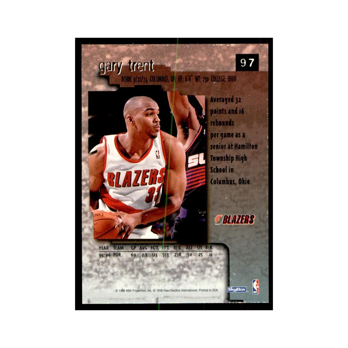 1996 SkyBox Premium Gary Trent Basketball Cards #97
