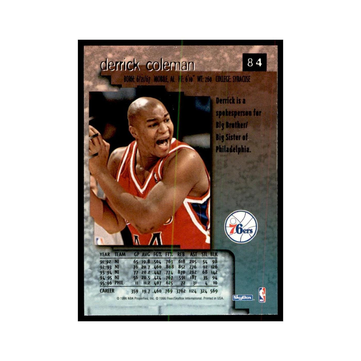 1996 SkyBox Premium Derrick Coleman Basketball Cards #84
