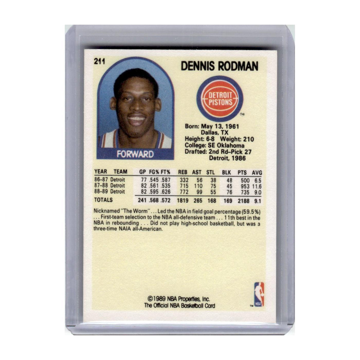 1989 Hoops Dennis Rodman Pistons #211