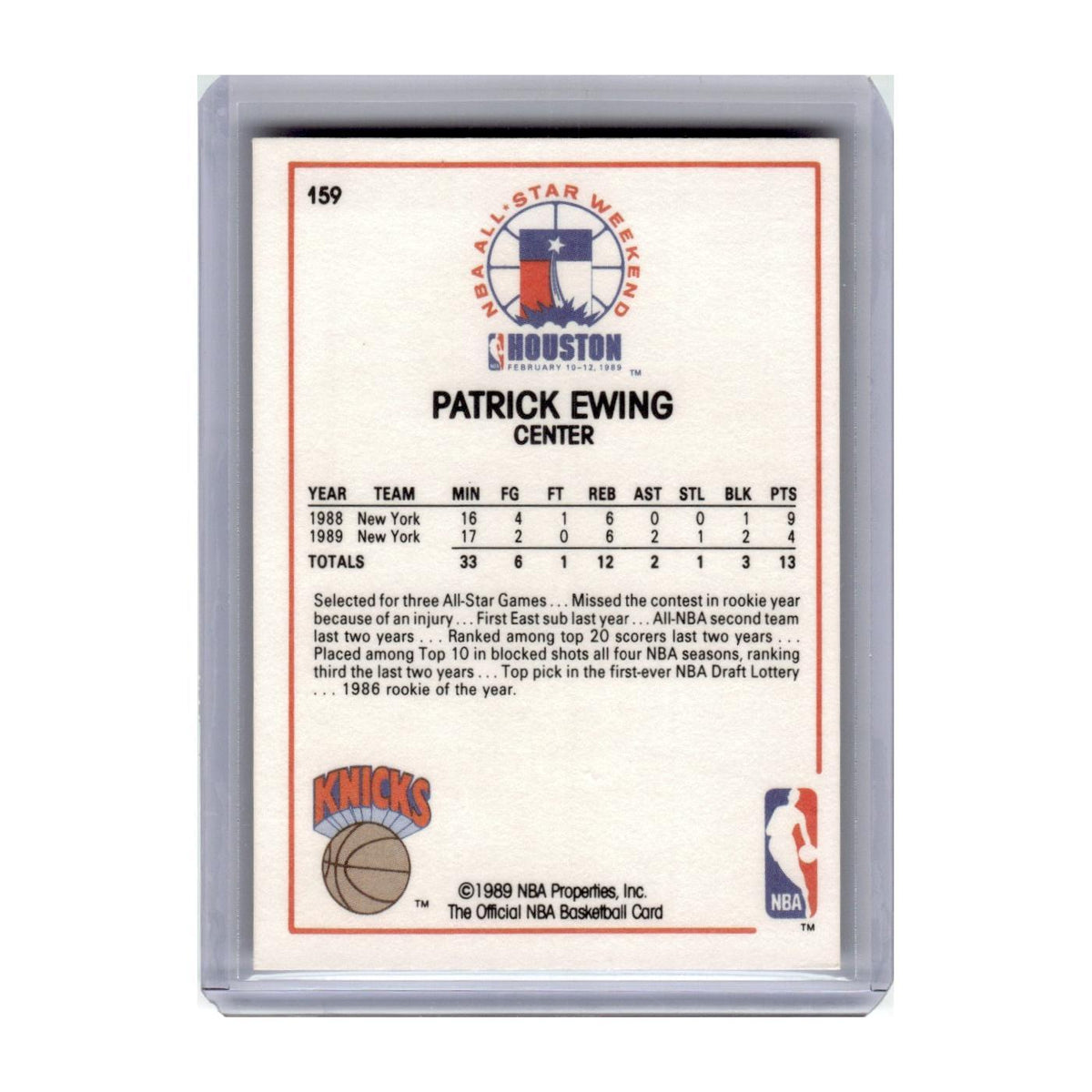 1989 Hoops Patrick Ewing Knicks #159