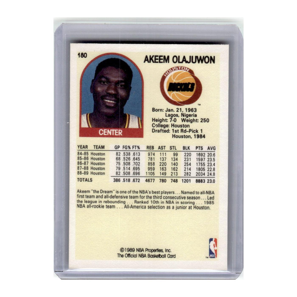 1989 Hoops Akeem Olajuwon Rockets #180