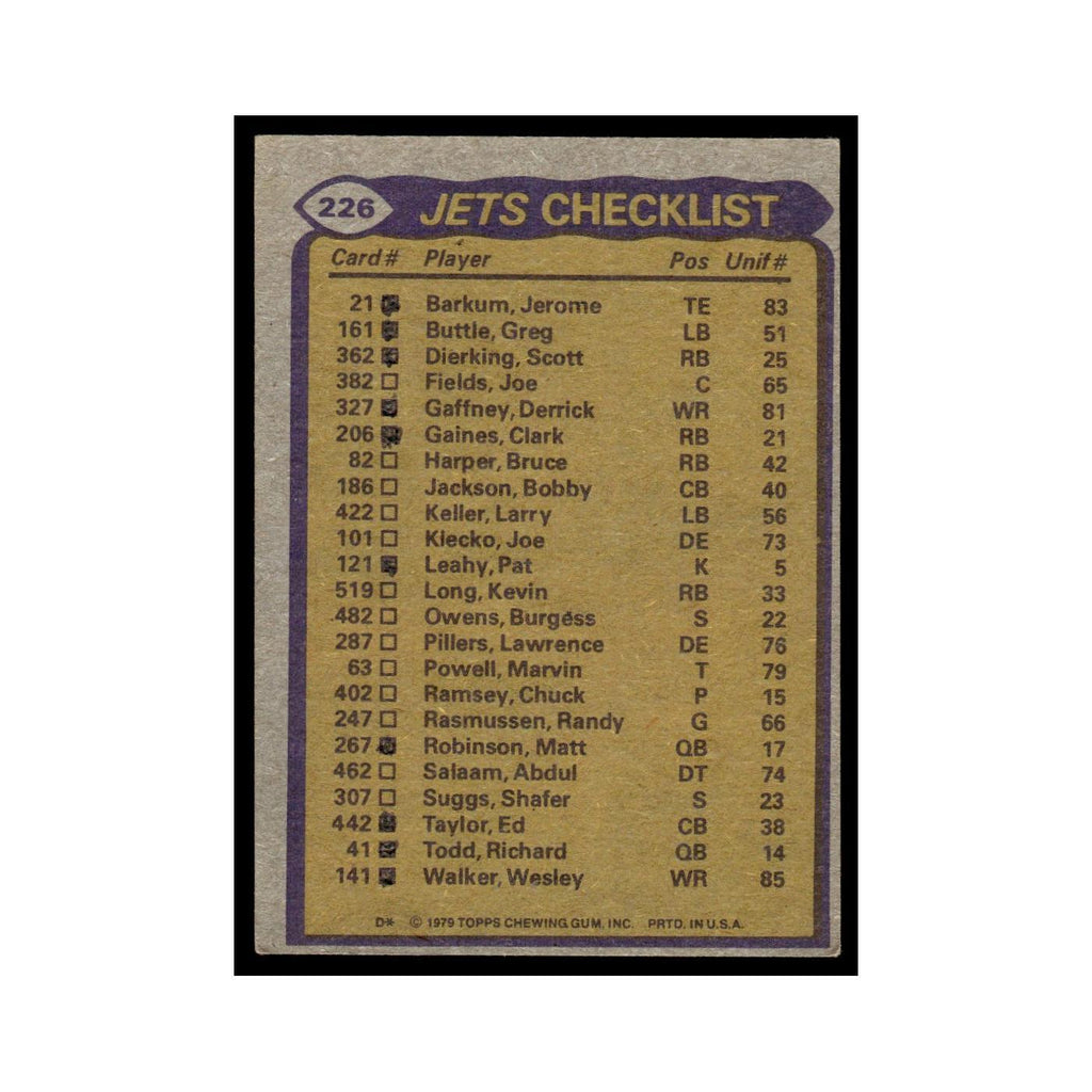 1979 Kevin Long/Wesley Walker/Bobby Jackson/Burgess Owens/Joe Klecko
