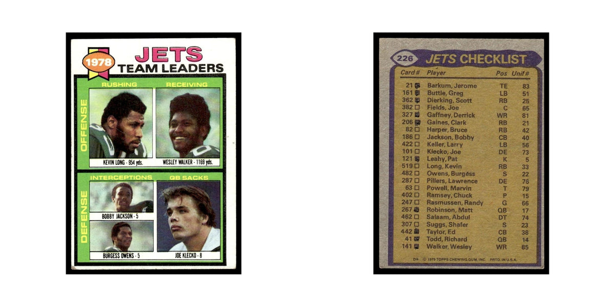 1979 Kevin Long/Wesley Walker/Bobby Jackson/Burgess Owens/Joe Klecko