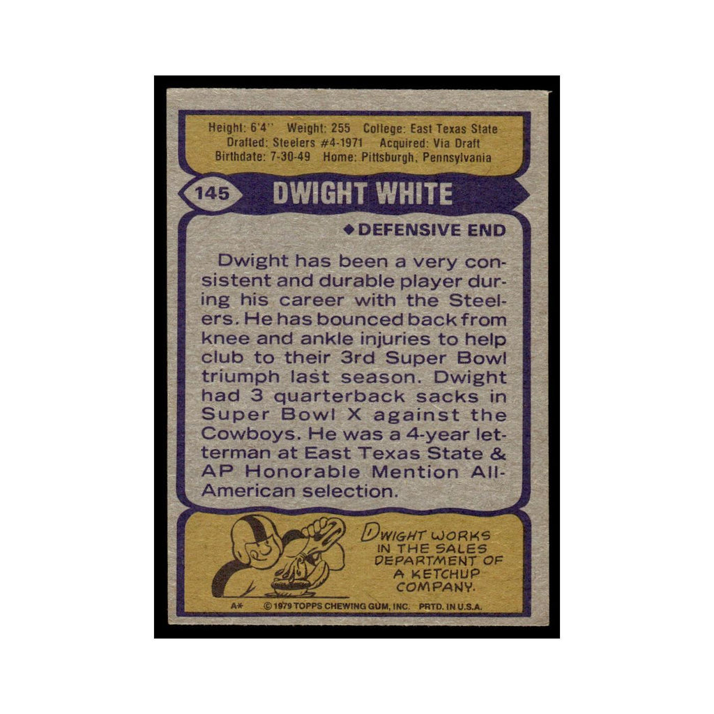 1979 Topps Football Card Dwight White Steelers #145