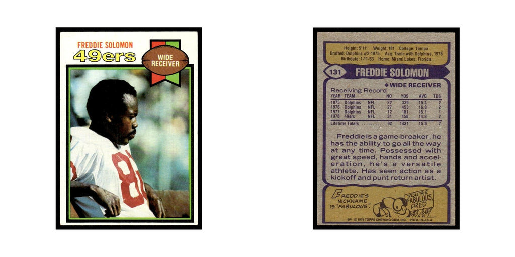 1979 Topps Football Card Freddie Solomon 49ers #131
