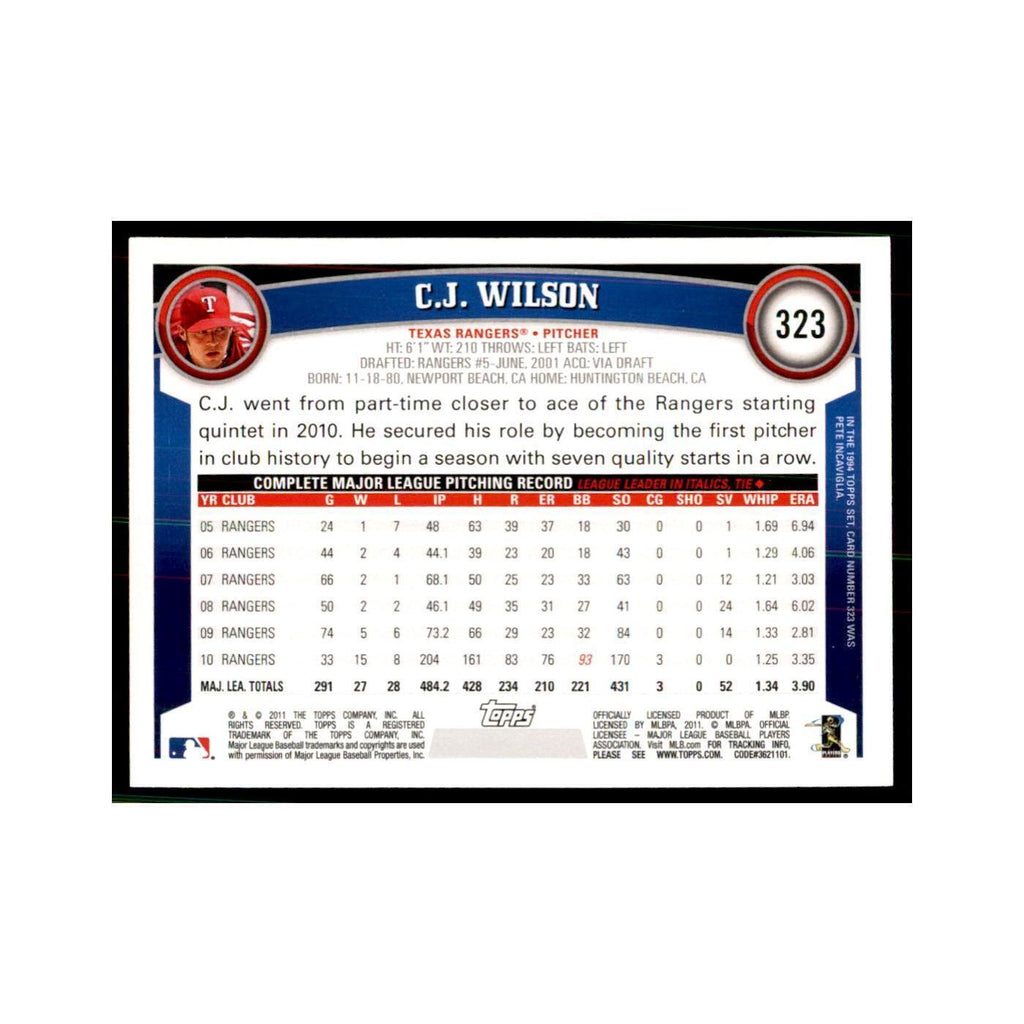 2011 Topps C.J. Wilson Baseball Cards #323