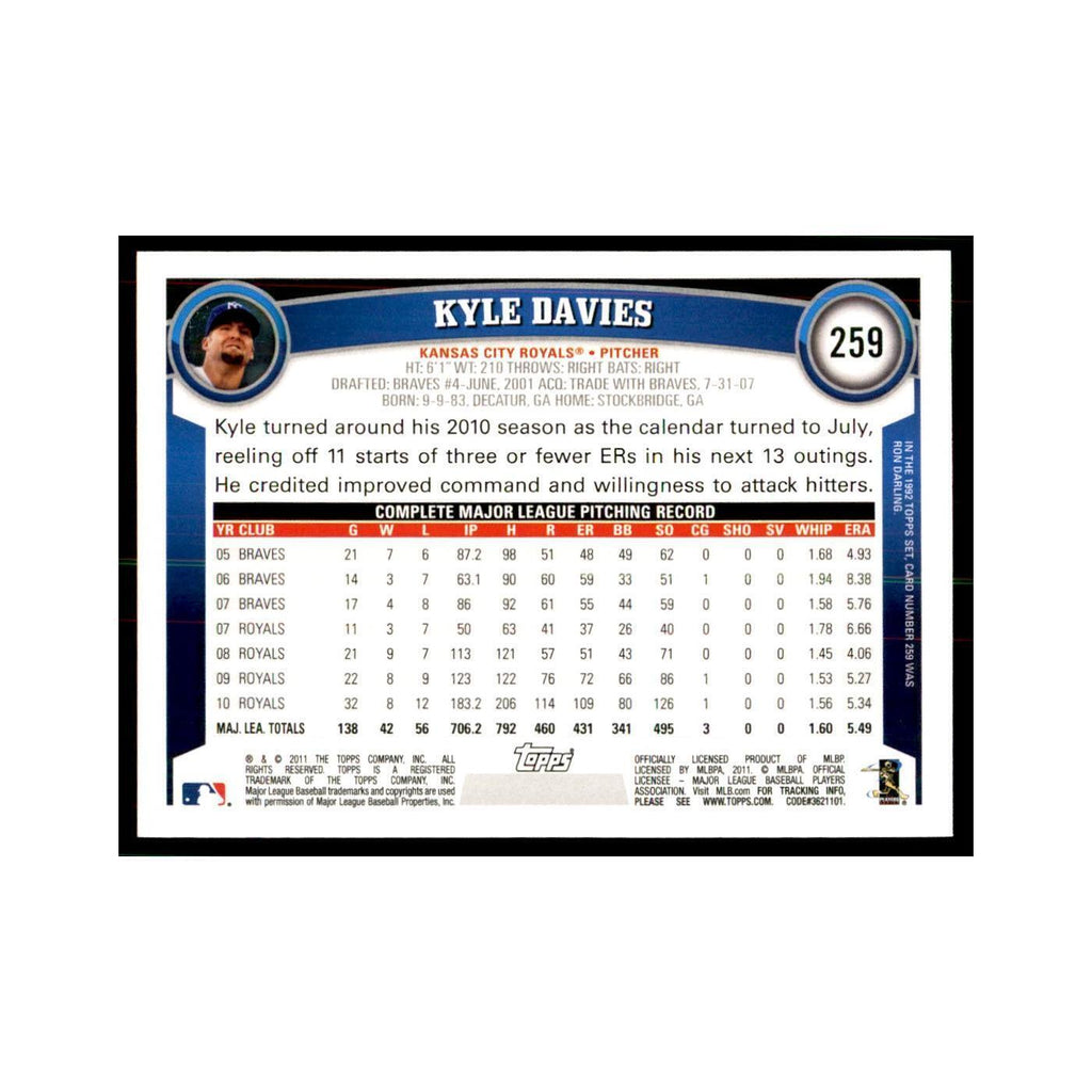 2011 Topps Kyle Davies Baseball Cards #259