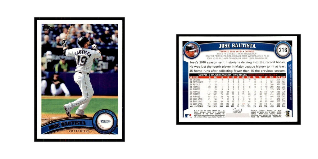 2011 Topps Jose Bautista Baseball Cards #216