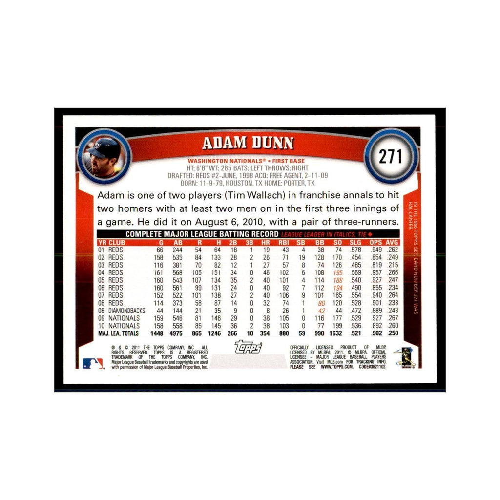 2011 Topps Adam Dunn Baseball Cards #271