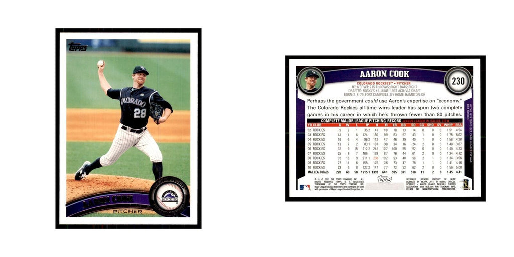 2011 Topps Aaron Cook Baseball Cards #230