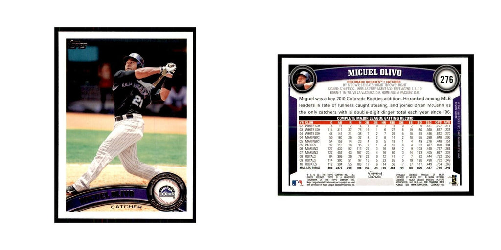 2011 Topps Miguel Olivo Baseball Cards #276