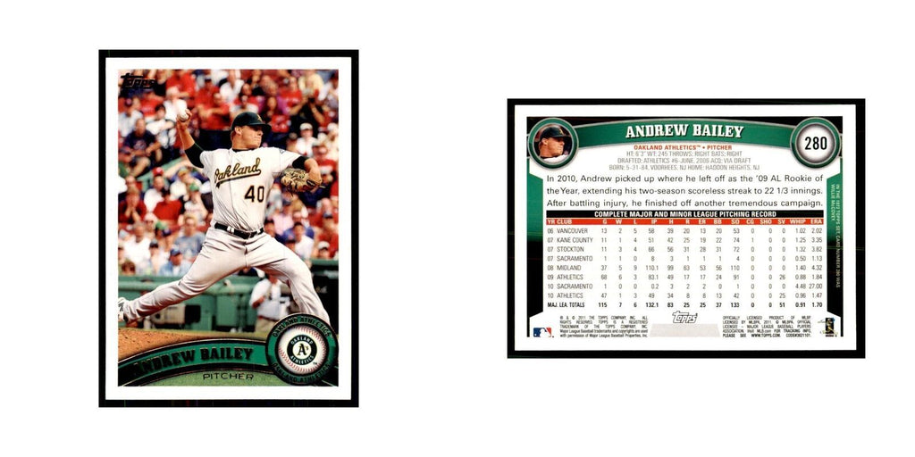 2011 Topps Andrew Bailey Baseball Cards #280
