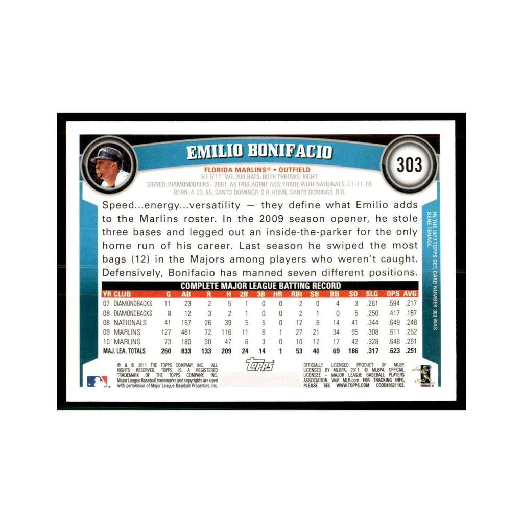 2011 Topps Emilio Bonifacio Baseball Cards #303