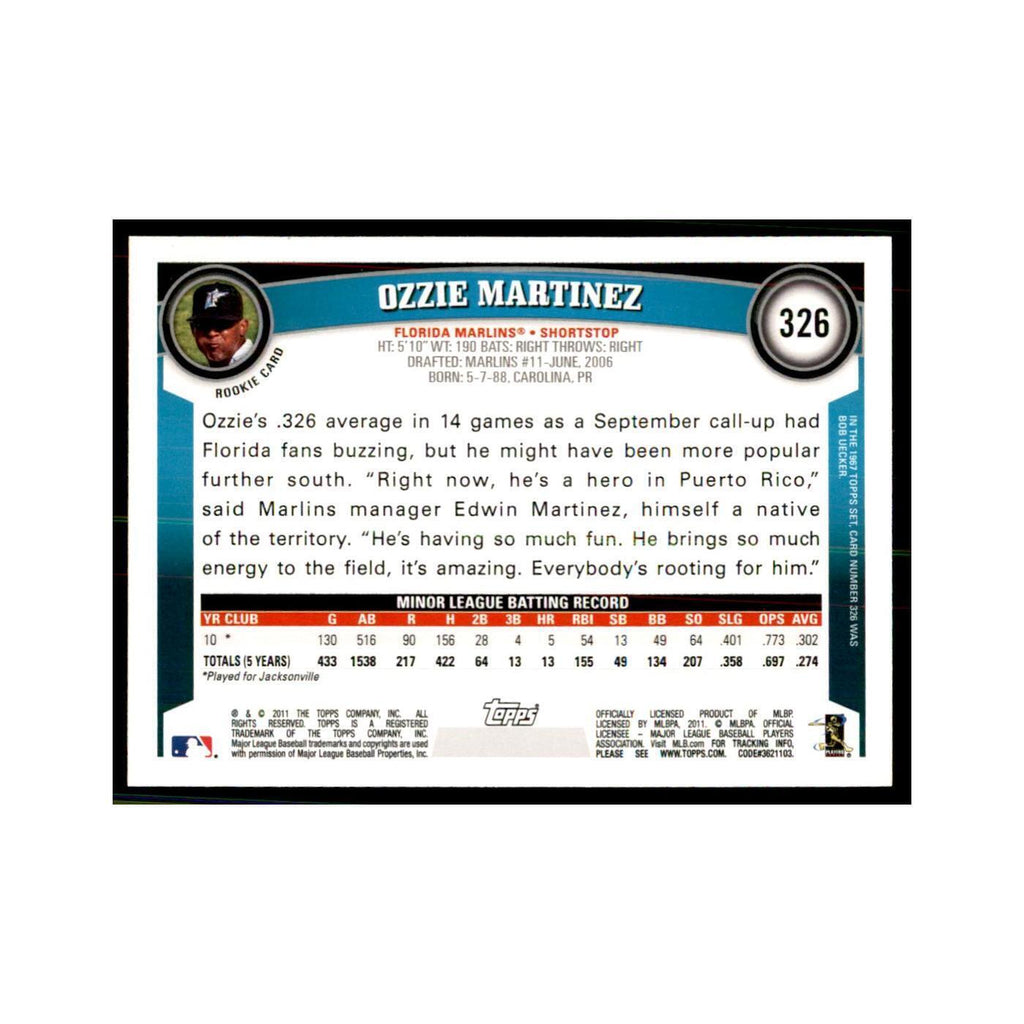 2011 Topps Ozzie Martinez Baseball Cards #326