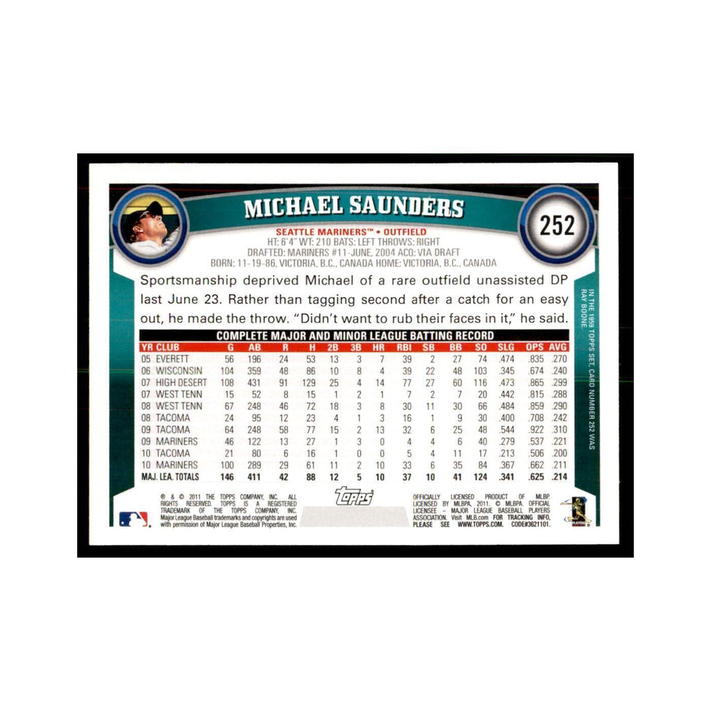 2011 Topps Michael Saunders Baseball Cards #252