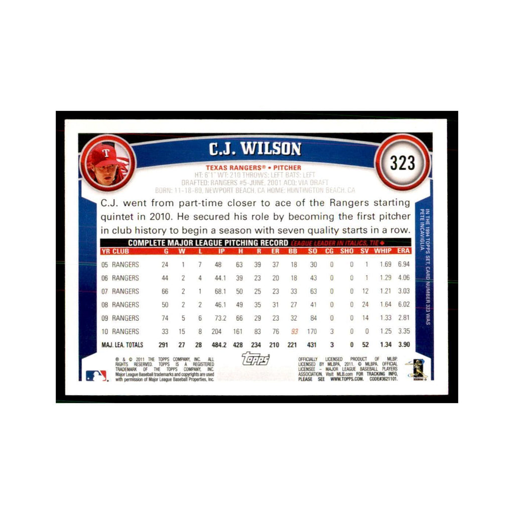 2011 Topps C.J. Wilson Baseball Cards #323