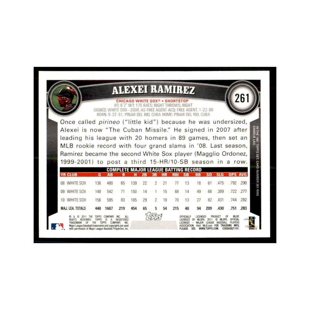 2011 Topps Alexei Ramirez Baseball Cards #261