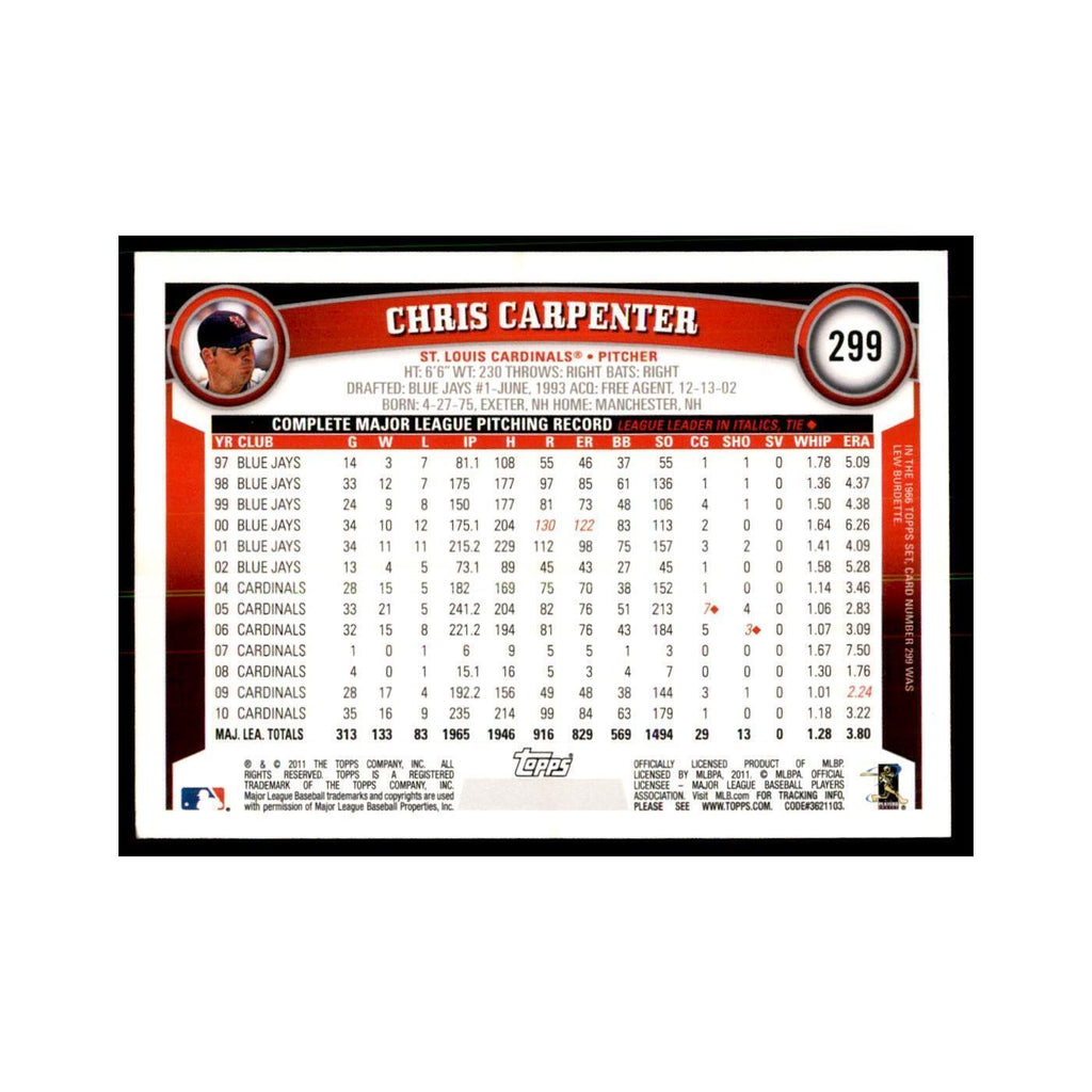 2011 Topps Chris Carpenter Baseball Cards #299