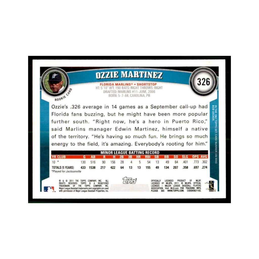 2011 Topps Ozzie Martinez RC Baseball Cards #326