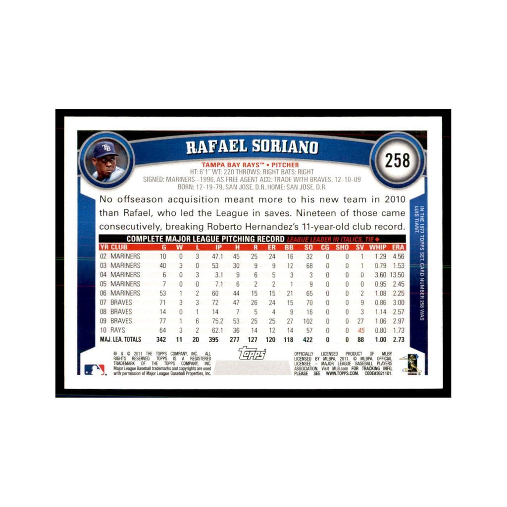 2011 Topps Rafael Soriano Baseball Cards #258