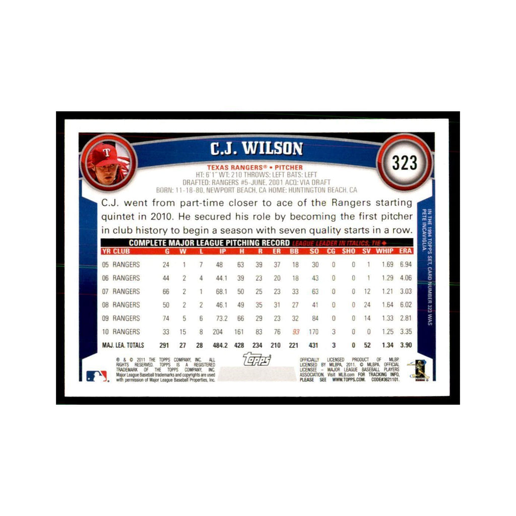 2011 Topps C.J. Wilson Baseball Cards #323