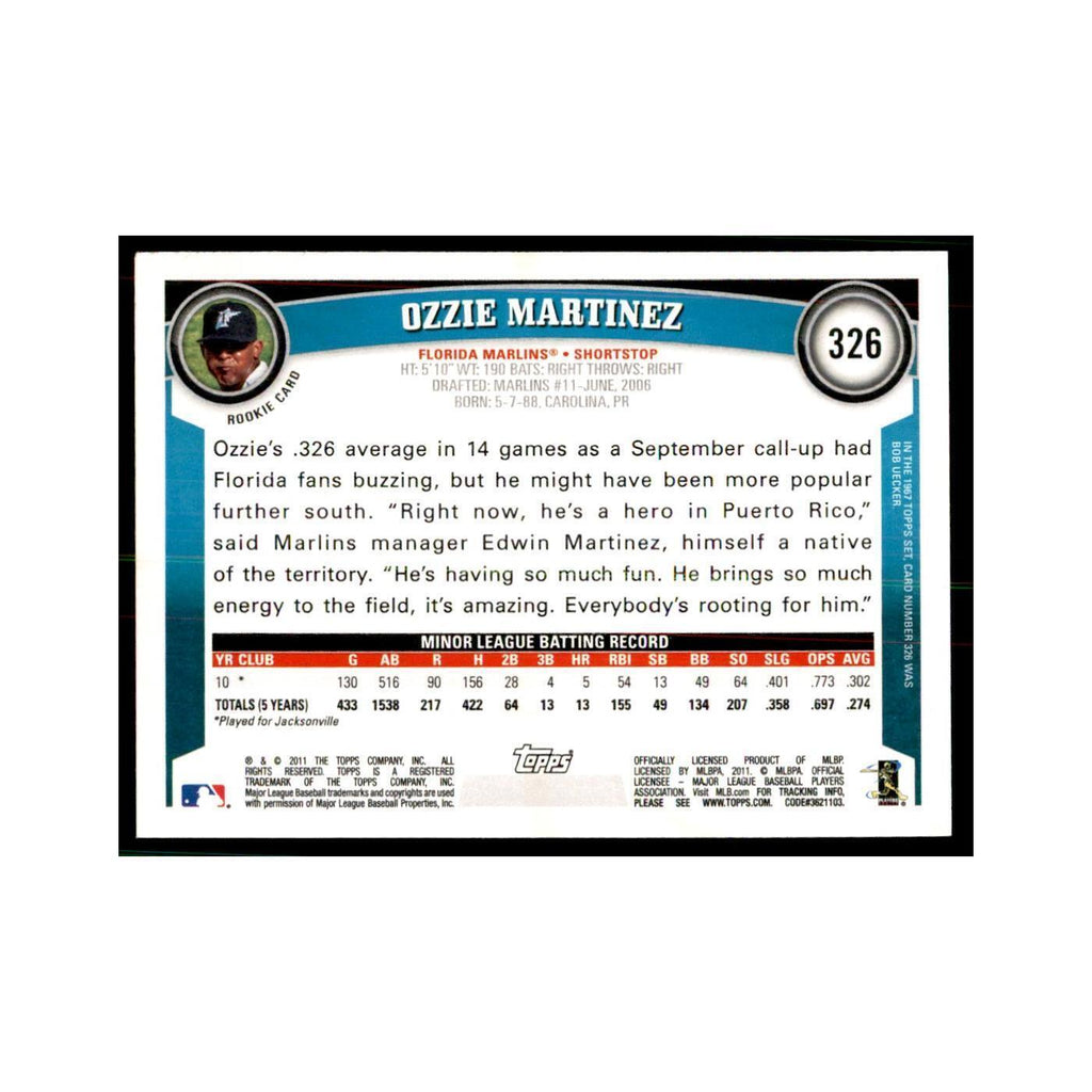2011 Topps Ozzie Martinez Baseball Cards #326