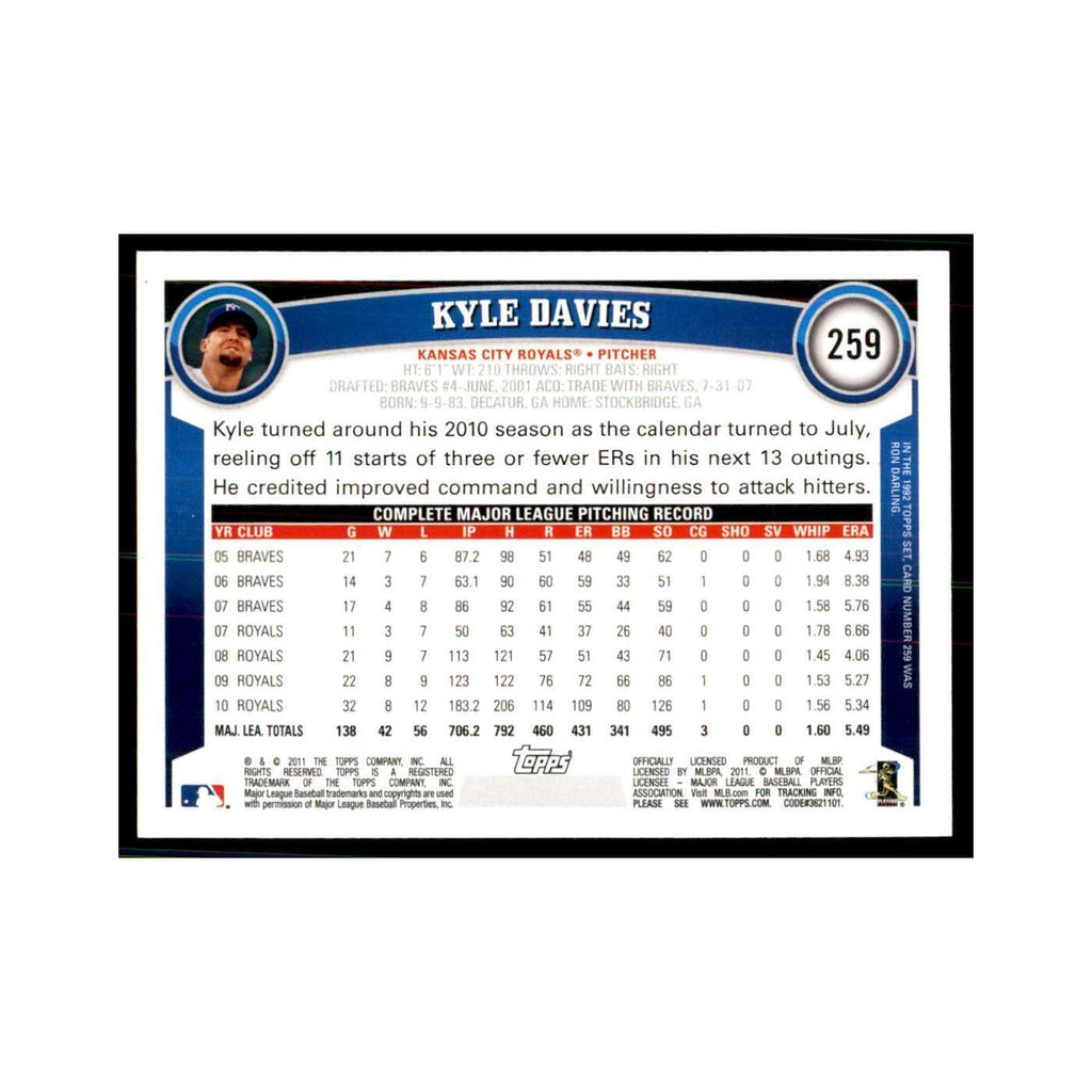 2011 Topps Kyle Davies Baseball Cards #259