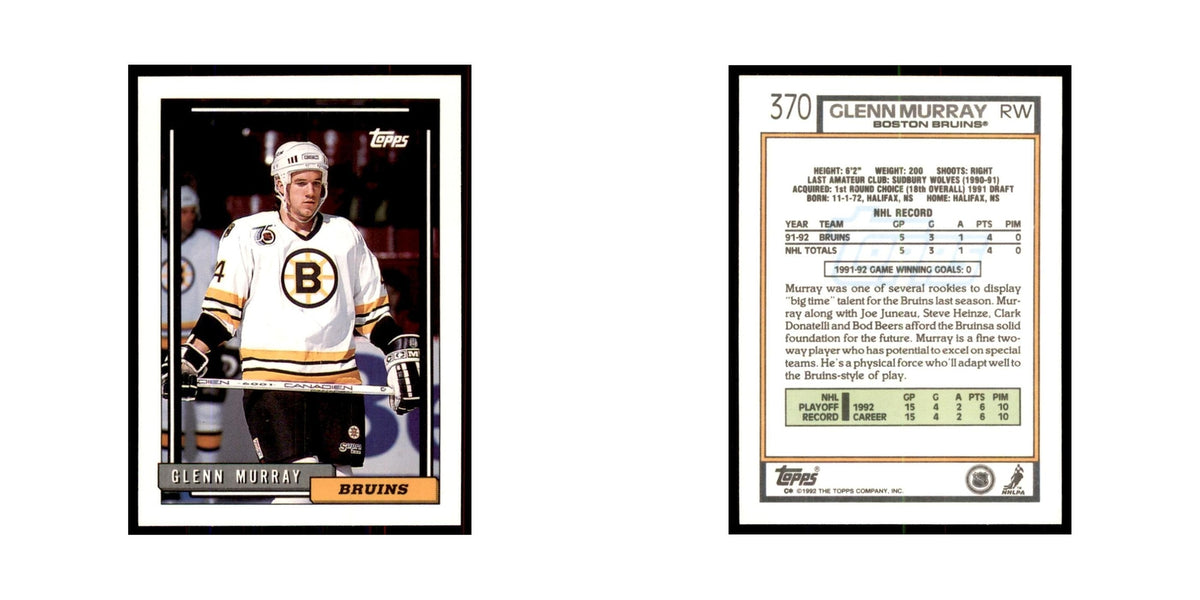 Glen Murray 1992 Topps #370 Hockey Cards Hockey Card NM