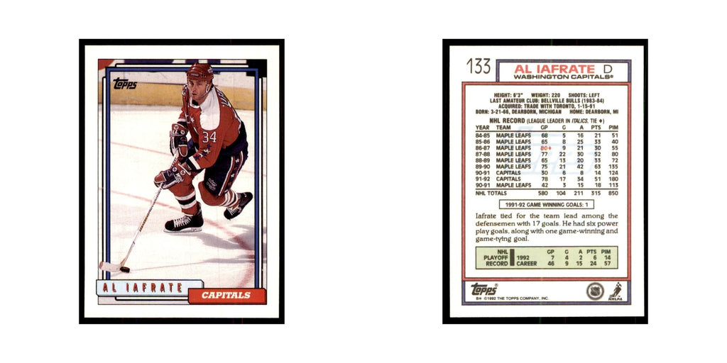 Al Iafrate 1992 Topps #133 Hockey Cards Hockey Card NM