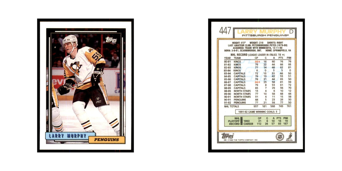 Larry Murphy 1992 Topps #447 Hockey Cards Hockey Card NM
