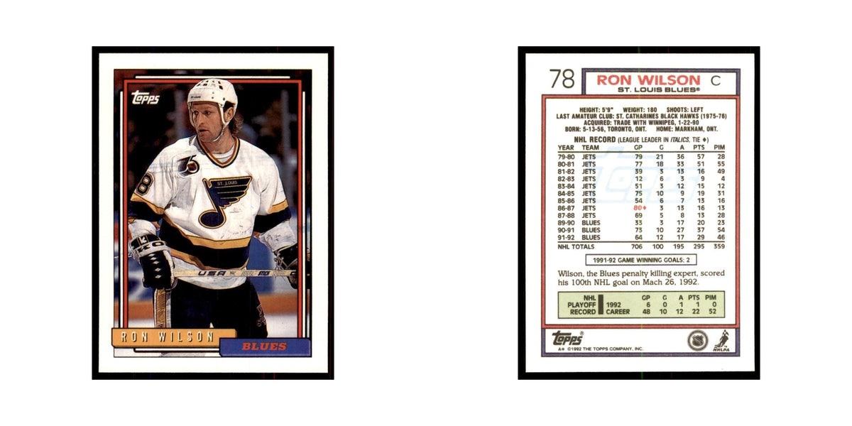 Ron Wilson 1992 Topps #78 Hockey Cards Hockey Card NM
