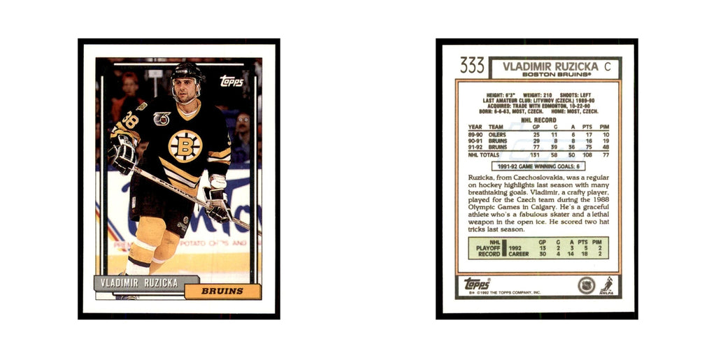 Vladimir Ruzicka 1992 Topps #333 Hockey Cards Hockey Card NM
