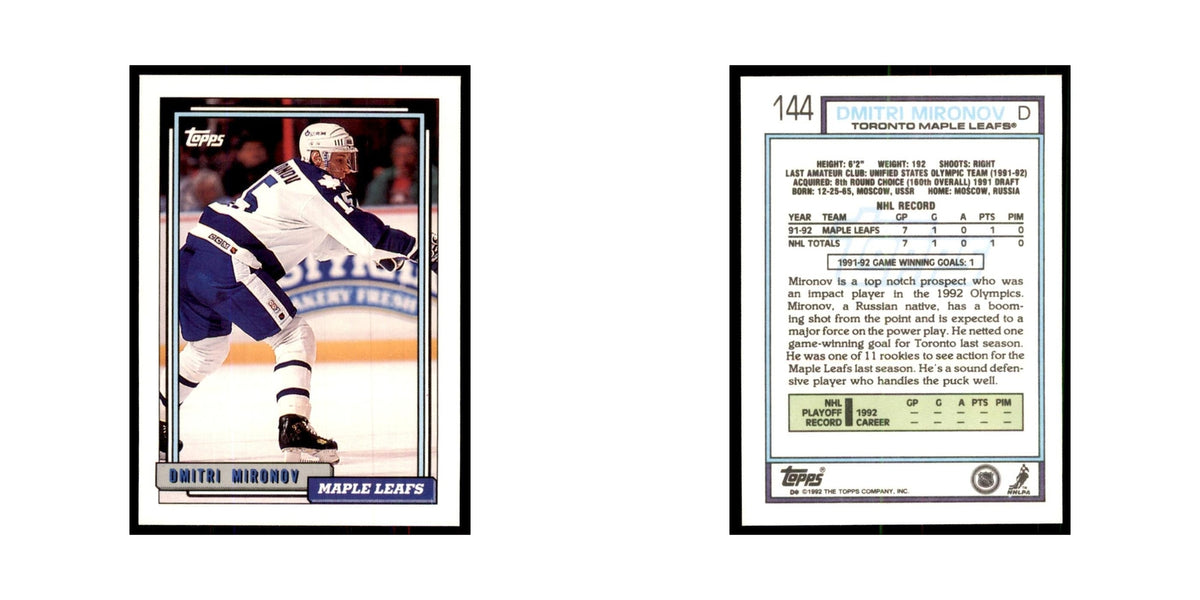 Dmitri Mironov 1992 Topps #144 Hockey Cards Hockey Card NM