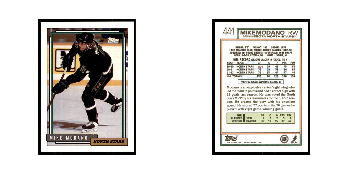 Mike Modano 1992 Topps #441 Hockey Cards Hockey Card NM