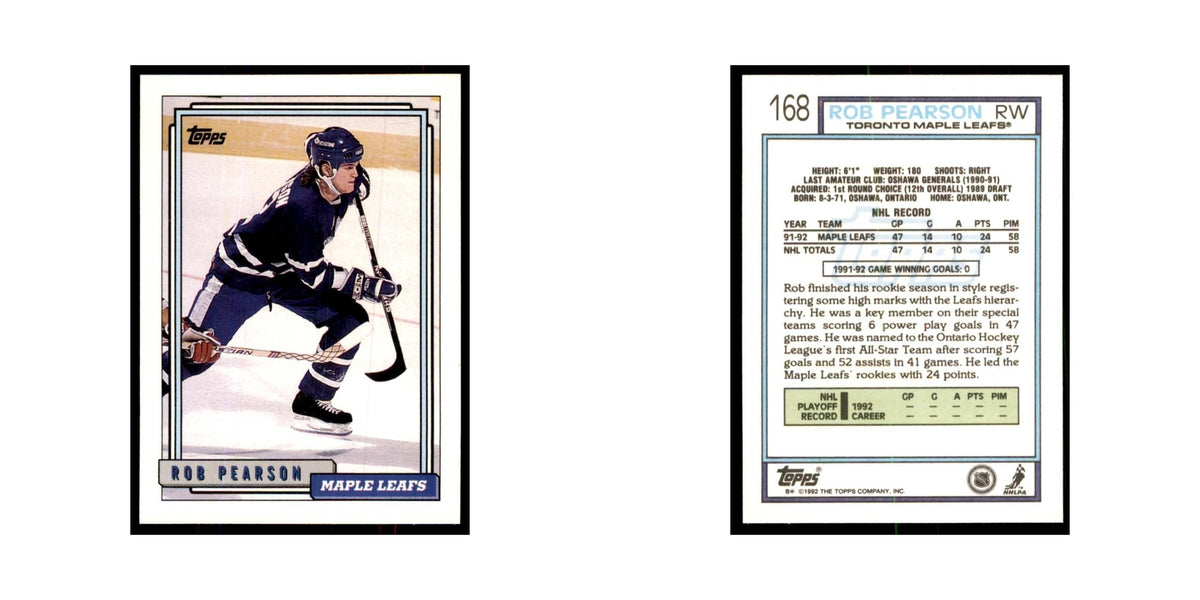 Rob Pearson 1992 Topps #168 Hockey Cards Hockey Card NM