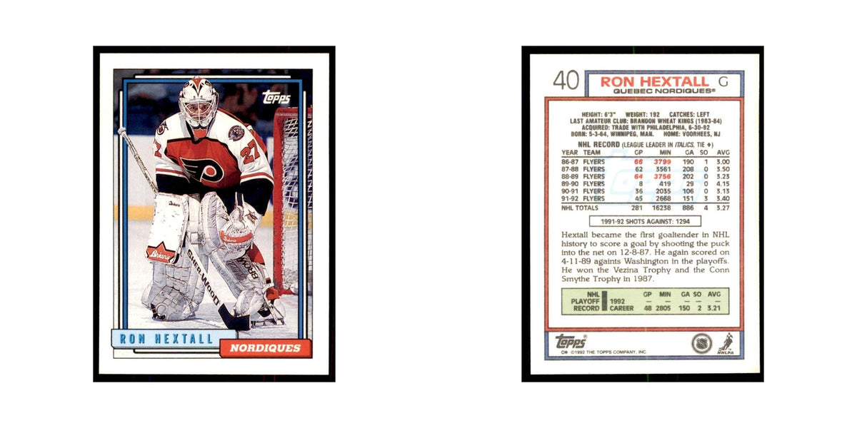 Ron Hextall 1992 Topps #40 Hockey Cards Hockey Card NM