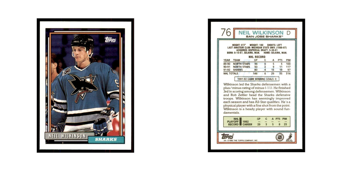 Neil Wilkinson 1992 Topps #76 Hockey Cards Hockey Card NM