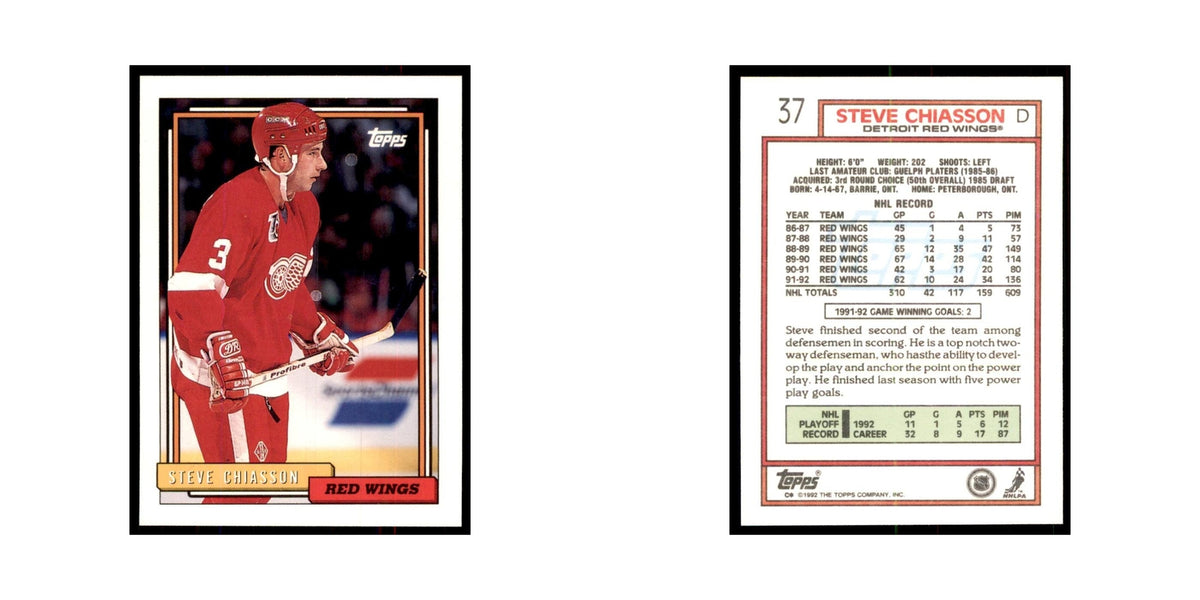 Steve Chiasson 1992 Topps #37 Hockey Cards Hockey Card NM