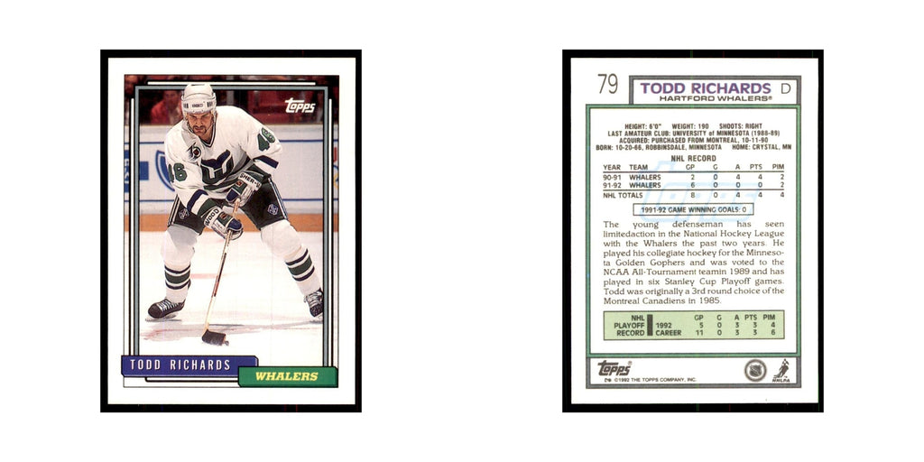 Todd Richards 1992 Topps #79 Hockey Cards Hockey Card NM