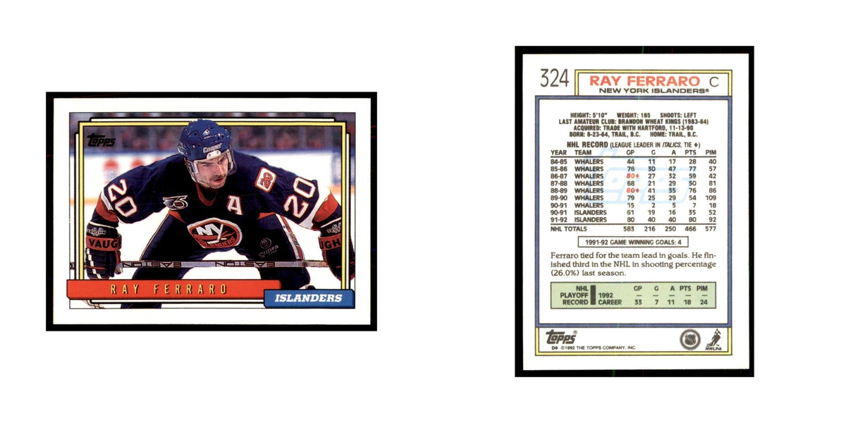 Ray Ferraro 1992 Topps #324 Hockey Cards Hockey Card NM