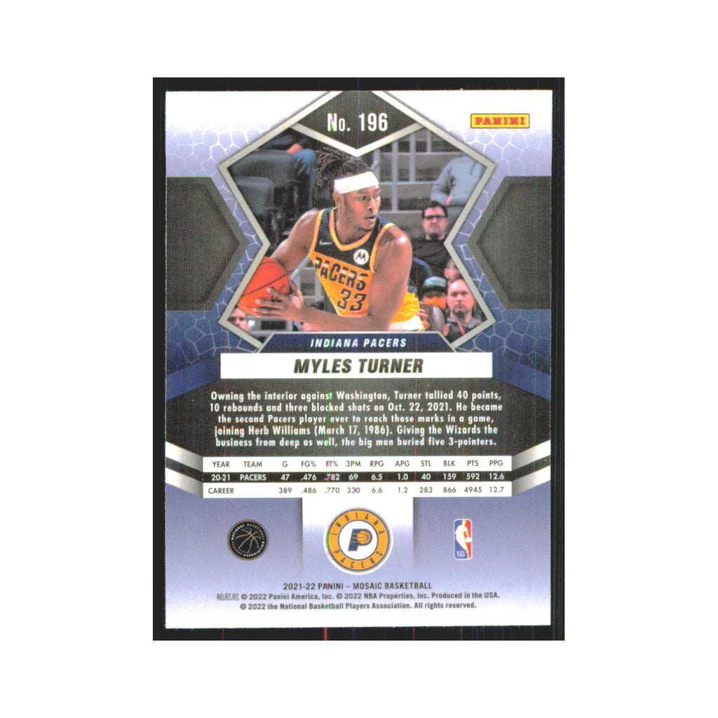 Myles Turner 2021 Panini Mosaic #196 Indiana Pacers Basketball Card NM