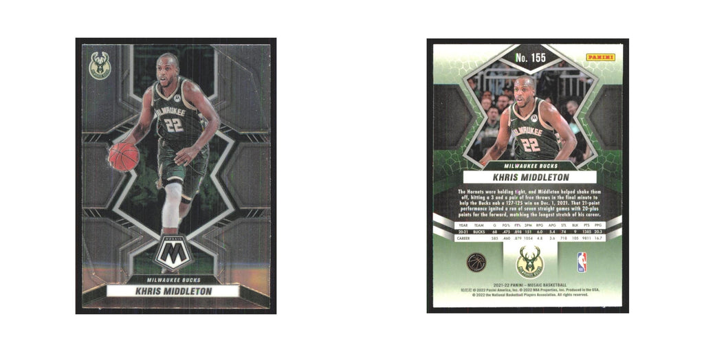 Khris Middleton 2021 Panini Mosaic #155 Milwaukee Bucks Basketball Card NM