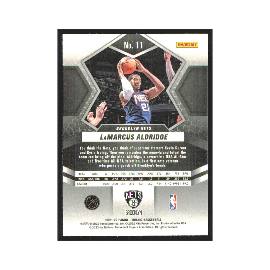 LaMarcus Aldridge 2021 Panini Mosaic #11 Brooklyn Nets Basketball Card NM