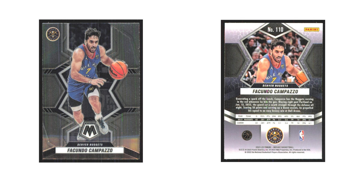 Facundo Campazzo 2021 Panini Mosaic #110 Denver Nuggets Basketball Card NM