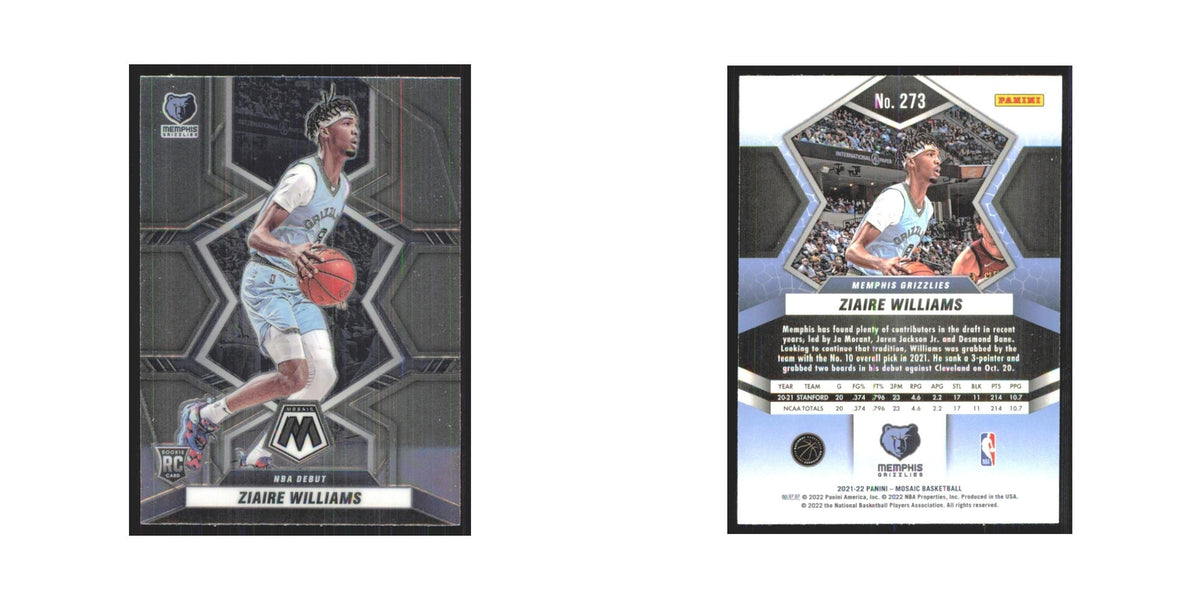 Ziaire Williams 2021 Panini Mosaic #273 Memphis Grizzlies Basketball Card NM