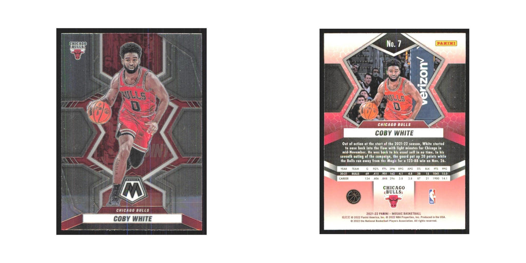 Coby White 2021 Panini Mosaic #7 Chicago Bulls Basketball Card NM
